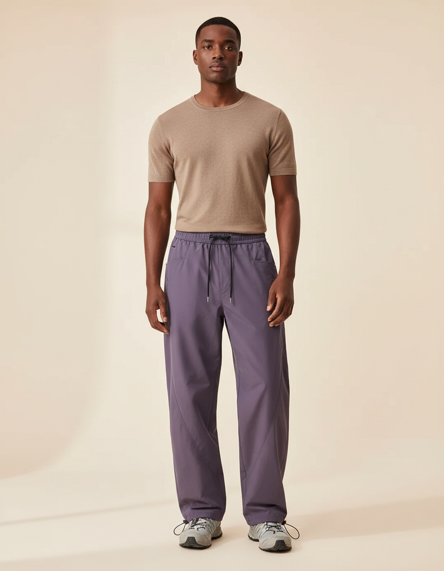 Pantalon Parachute Violet Ample Imperméable Sport Unisexe - Polyester