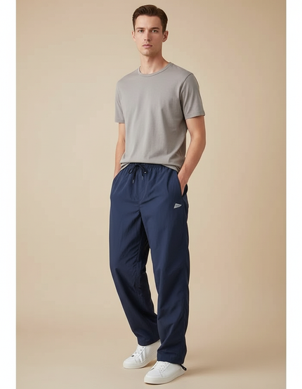 Pantalon Parachute Bleu Marine Droit Homme Sport - Polyester