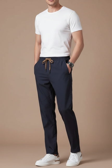 Pantalon Parachute Bleu Marine Droit Décontracté Homme - Polyester