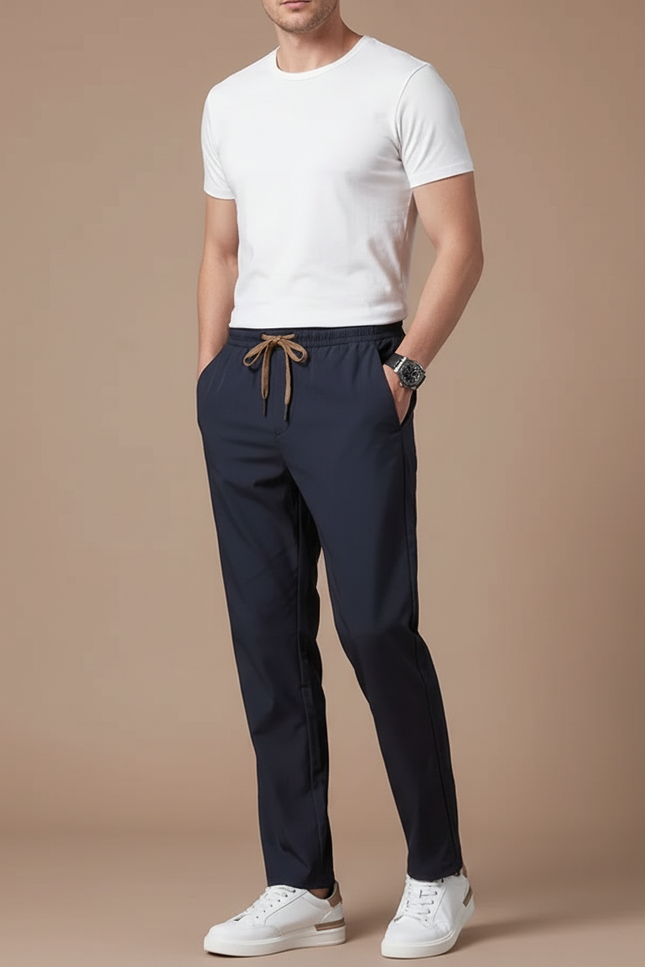 Pantalon Parachute Bleu Marine Droit Décontracté Homme - Polyester