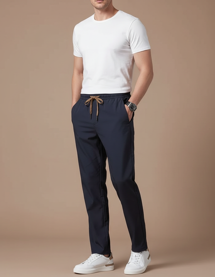 Pantalon Parachute Bleu Marine Droit Décontracté Homme - Polyester