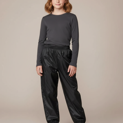Pantalon Parachute Noir Coupe Ample Imperméable Unisexe - Polyester