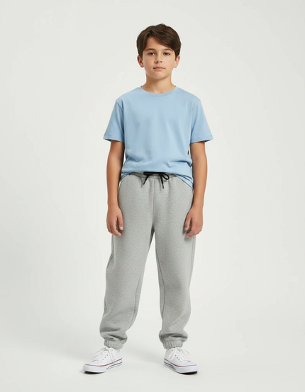 Pantalon Parachute Gris Molleton Ample Décontracté Enfant