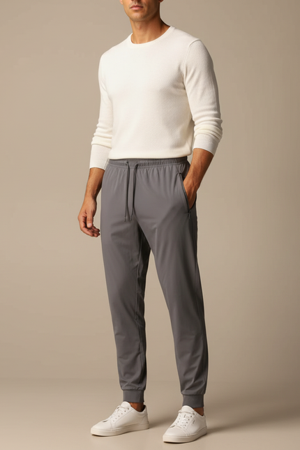 Pantalon Parachute Gris Jogger Léger Cordon Homme - Polyester
