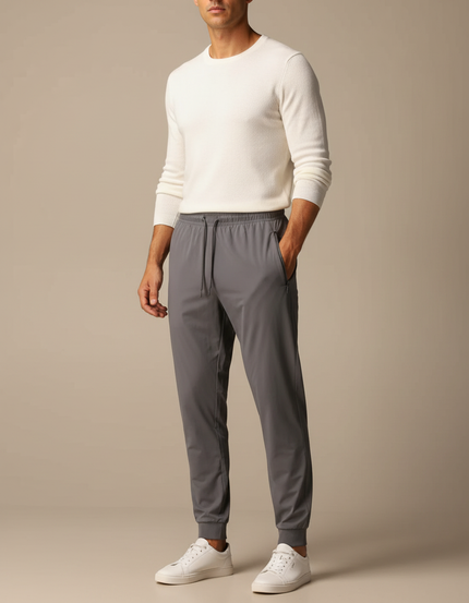 Pantalon Parachute Gris Jogger Léger Cordon Homme - Polyester