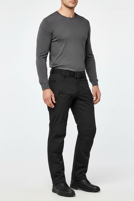 Pantalon Parachute Noir Cargo Technique Homme Droit - Polyester