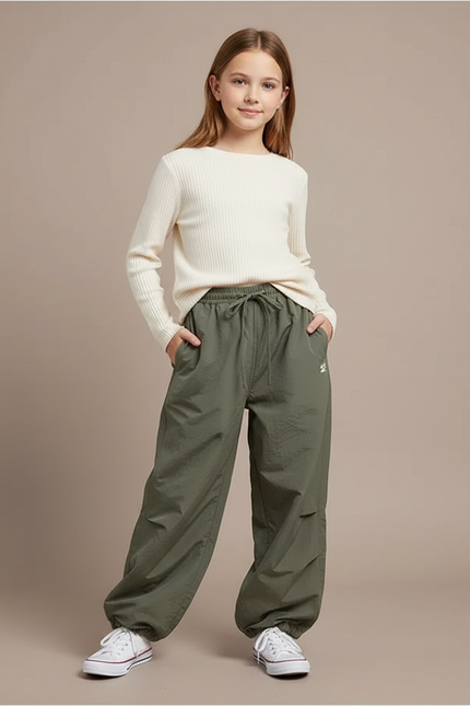 Pantalon Parachute Kaki Ample Décontracté Enfant Sport - Polyester
