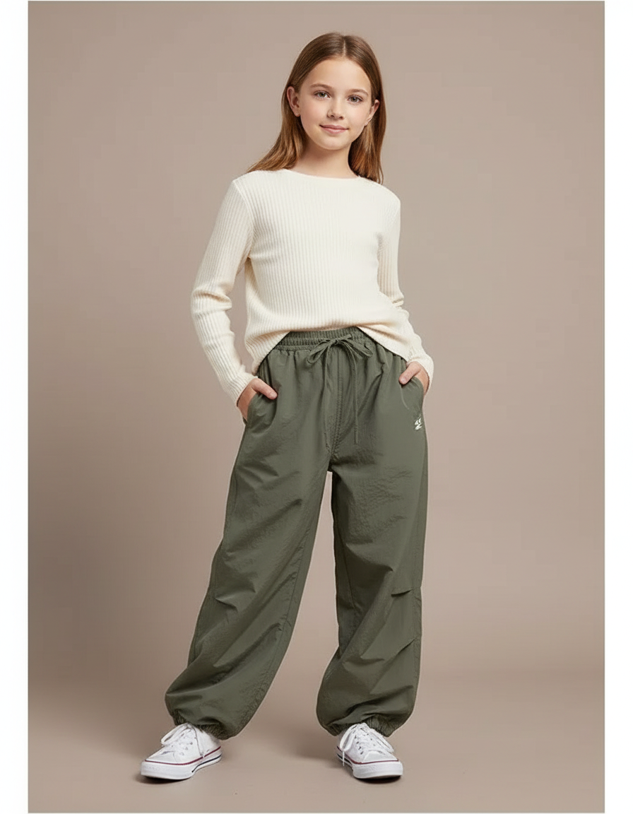 Pantalon Parachute Kaki Ample Décontracté Enfant Sport - Polyester