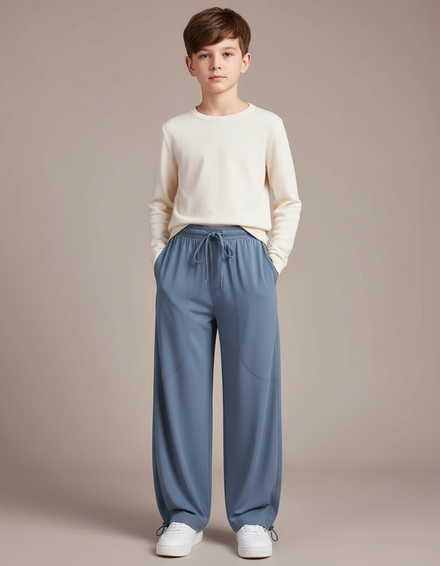 Pantalon Parachute Bleu Ciel Fluide Ample Enfant - Polyester