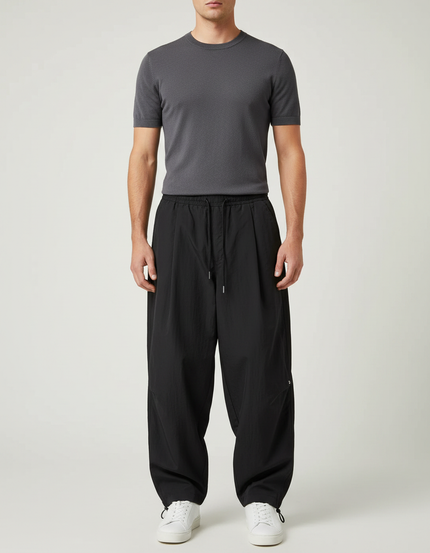 Pantalon Parachute Noir Ample Homme Décontracté Sport - Polyester