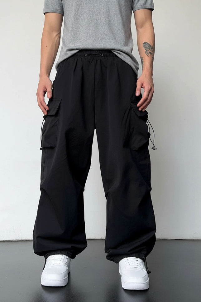 Pantalon Parachute Noir Homme - Polyester