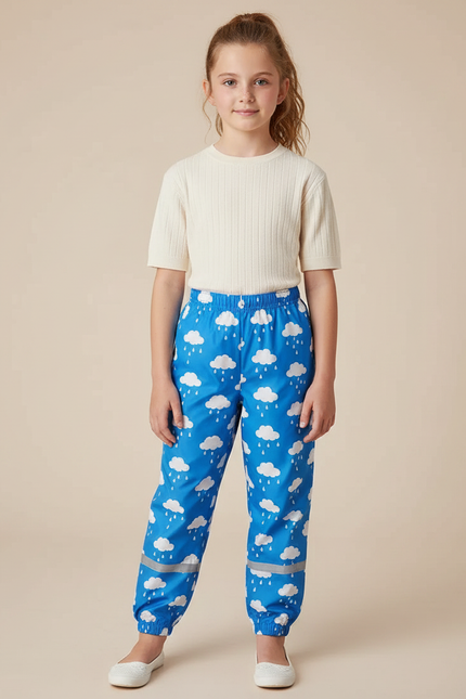 Pantalon Parachute Imprimé Nuages Bleus Étanche Enfant - Polyester