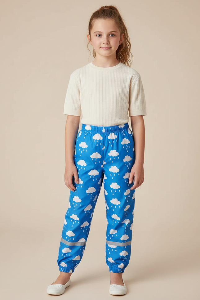 Pantalon Parachute Imprimé Nuages Bleus Étanche Enfant - Polyester