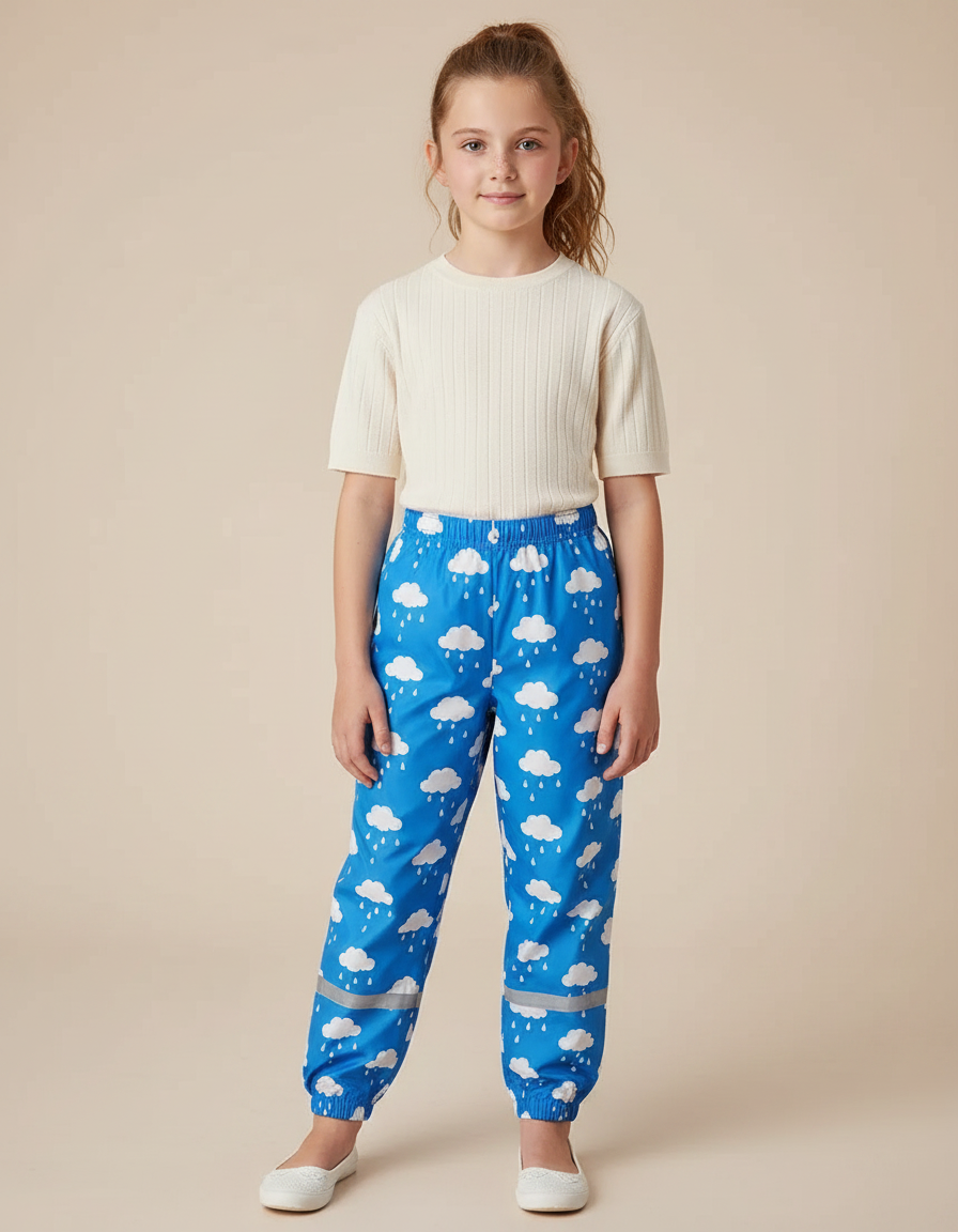 Pantalon Parachute Imprimé Nuages Bleus Étanche Enfant - Polyester