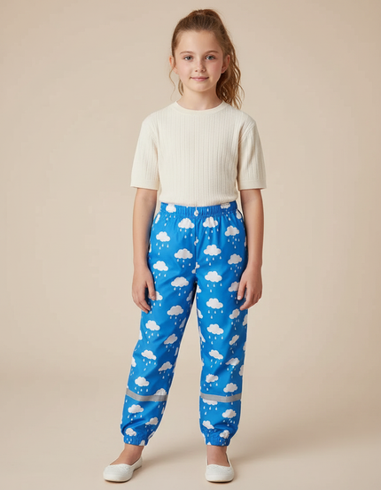 Pantalon Parachute Imprimé Nuages Bleus Étanche Enfant - Polyester