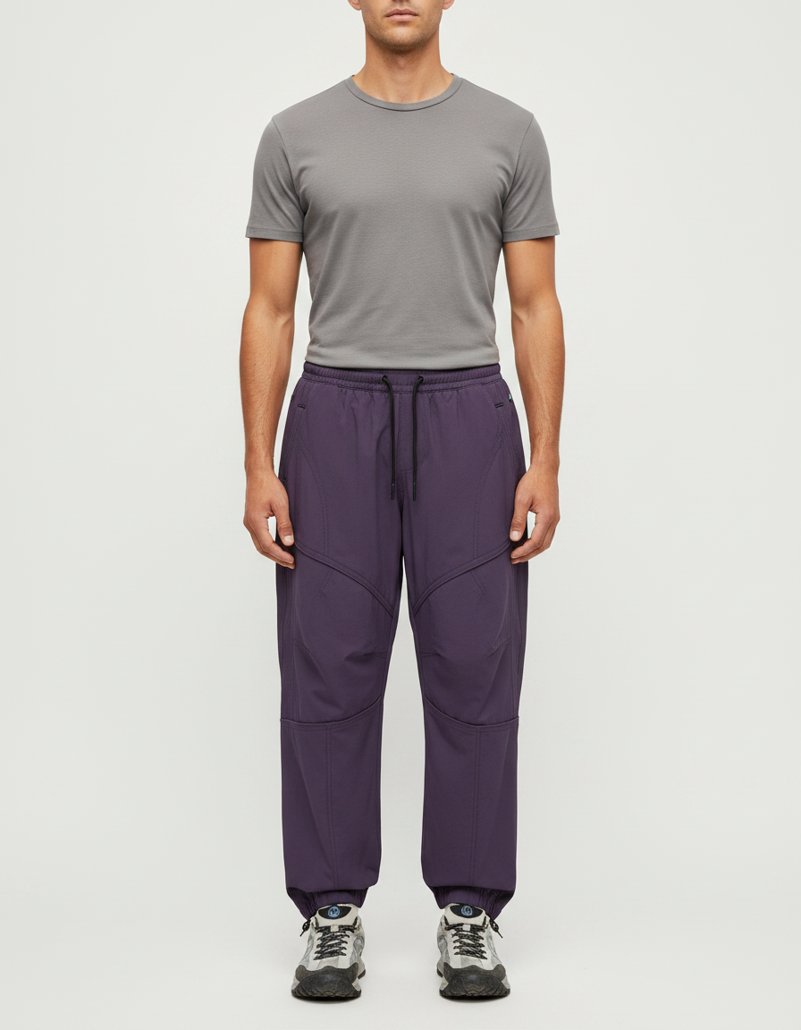 Pantalon Parachute Violet Ample Sportif Homme - Polyester