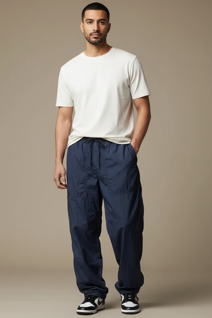 Pantalon Parachute Nylon - Marine Polyester