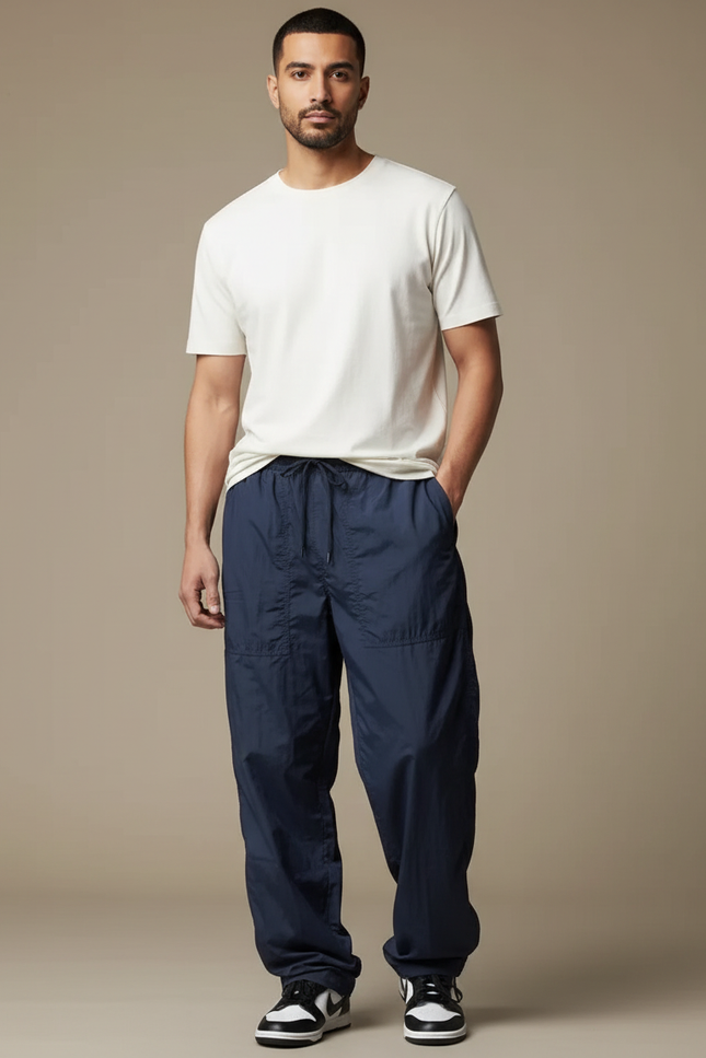 Pantalon Parachute Nylon - Marine Polyester
