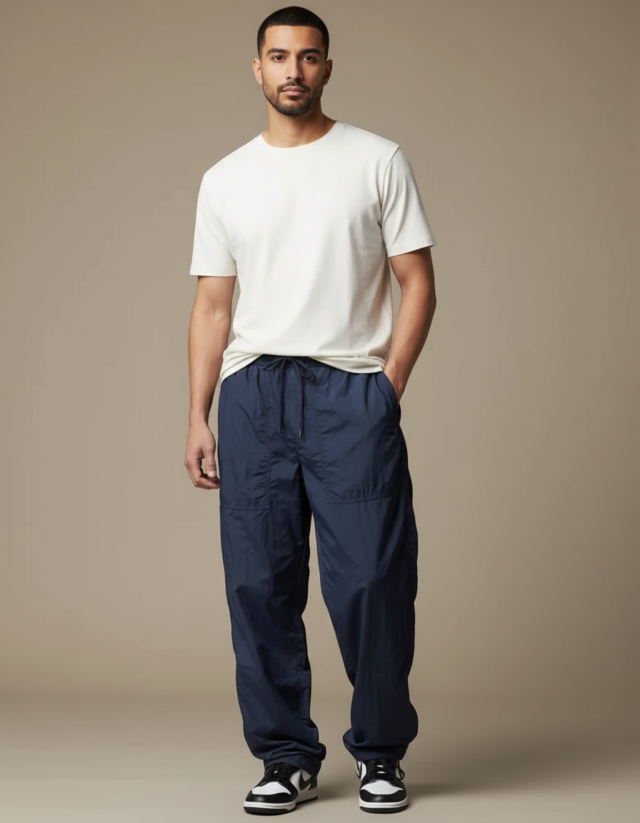Pantalon Parachute Nylon - Marine Polyester