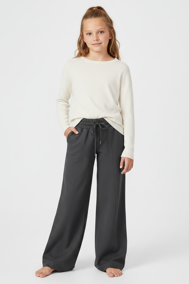 Pantalon Parachute Gris Ample Molletonné Fille
