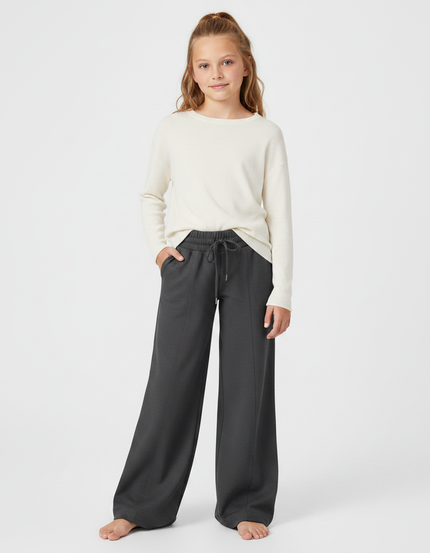 Pantalon Parachute Gris Ample Molletonné Fille