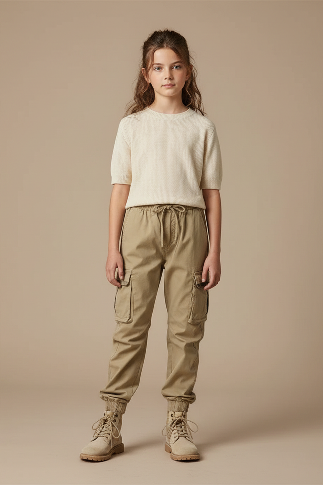 Pantalon Parachute Kaki Cargo Ample Coton Décontracté