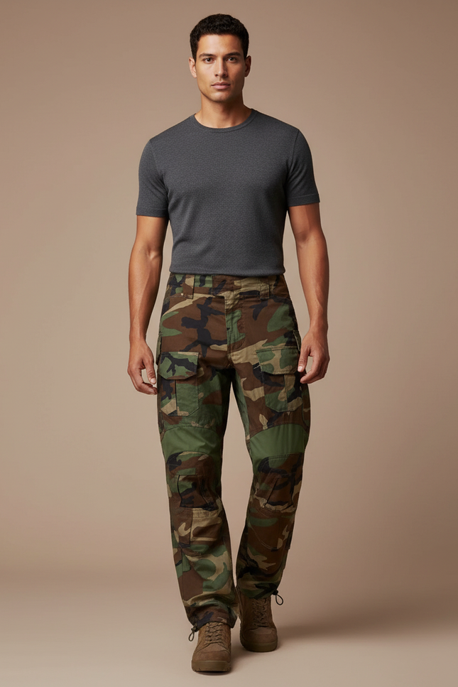 Pantalon Parachute Camouflage Militaire Cargo Ample Homme - Multicolore Toile