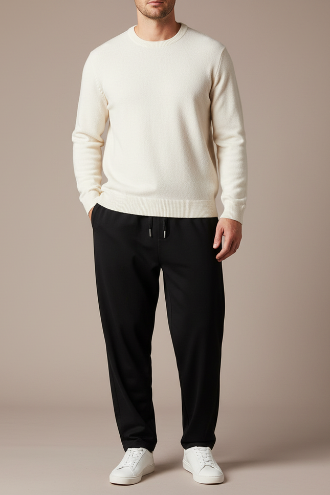 Pantalon Parachute Noir Ample Cordon Décontracté - Polyester