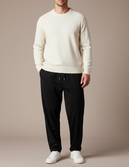 Pantalon Parachute Noir Ample Cordon Décontracté - Polyester