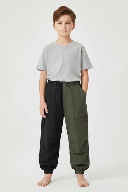 Pantalon Parachute Garçon Resserré Aux Chevilles Nylon Streetwear - Multicolore Polyester