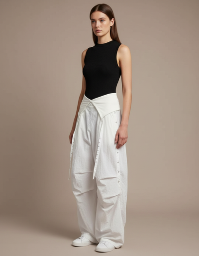 Pantalon Parachute Femme Taille Basse