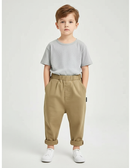Pantalon Parachute Kaki Coton Ample Décontracté Garçon