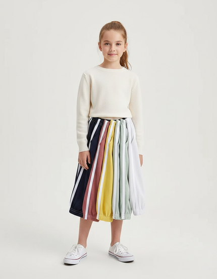 Pantalon Parachute Rayé Multicolore Ample Enfant Sportif - Molleton