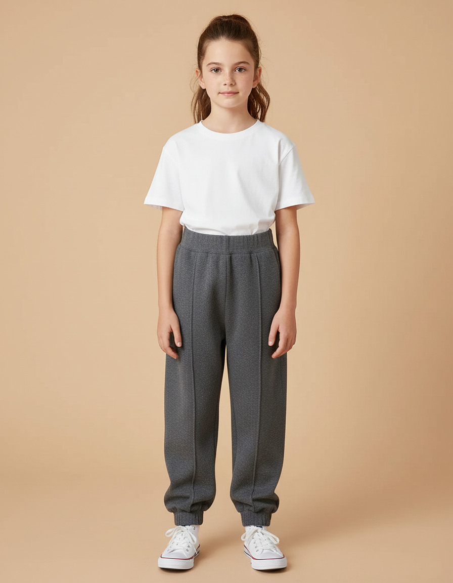 Pantalon Parachute Gris Tricoté Ample Fille Hiver - Molleton