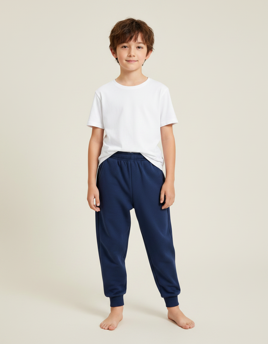 Pantalon Parachute Bleu Marine Ample Molletonné Garçon