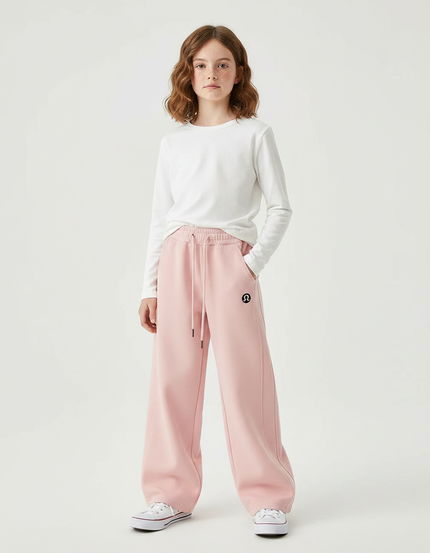 Pantalon Parachute Rose Ample Molletonné Sport Enfant