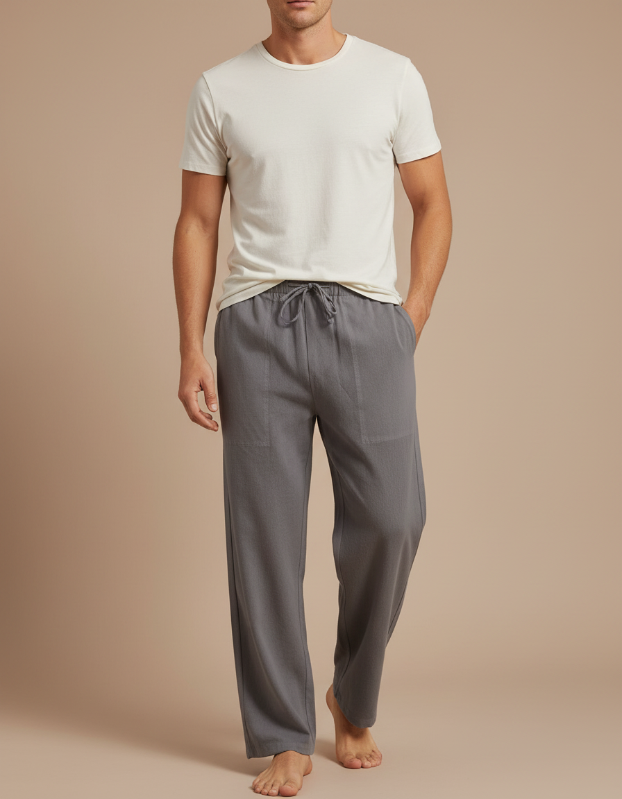 Pantalon Parachute Homme Gris Large Léger - Lin