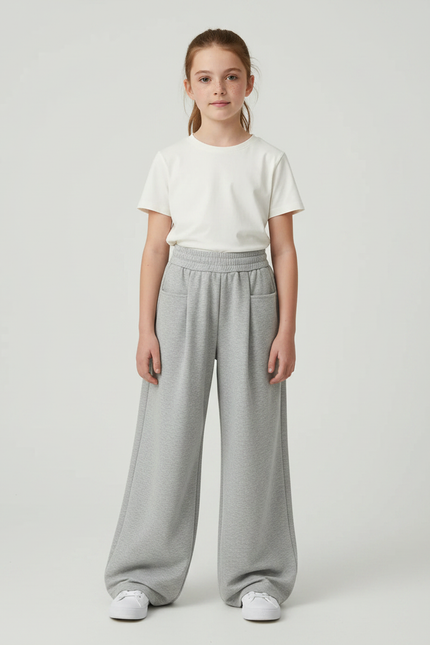Pantalon Parachute Gris Ample Molleton Enfant