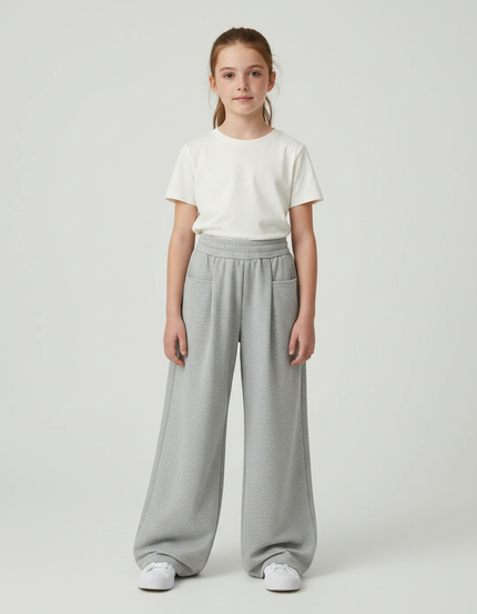 Pantalon Parachute Gris Ample Molleton Enfant