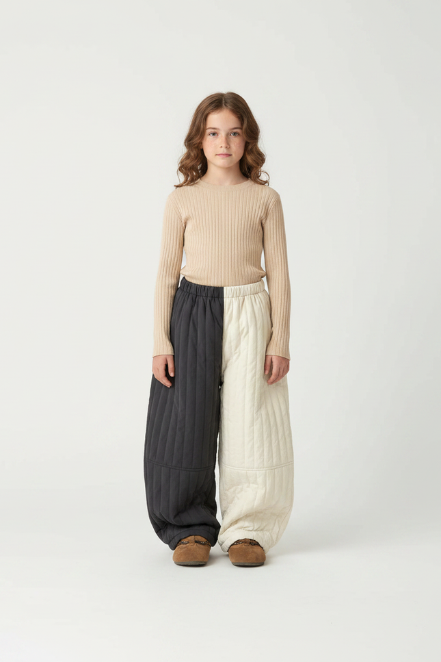 Pantalon Parachute Matelassé Bicolore Ample Enfant Hiver - Multicolore Polyester