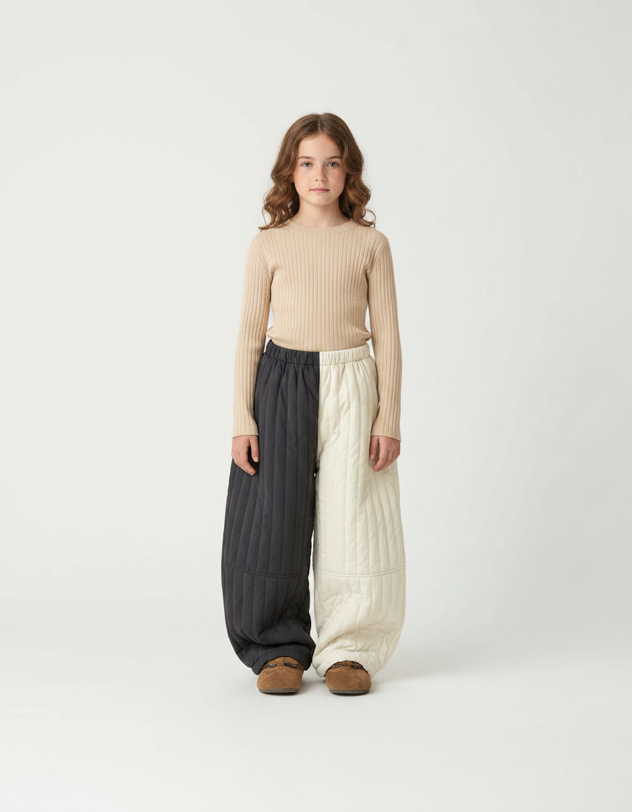 Pantalon Parachute Matelassé Bicolore Ample Enfant Hiver - Multicolore Polyester