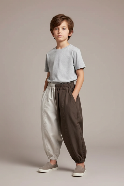 Pantalon Parachute Bicolore Ample Garçon Décontracté - Multicolore Toile