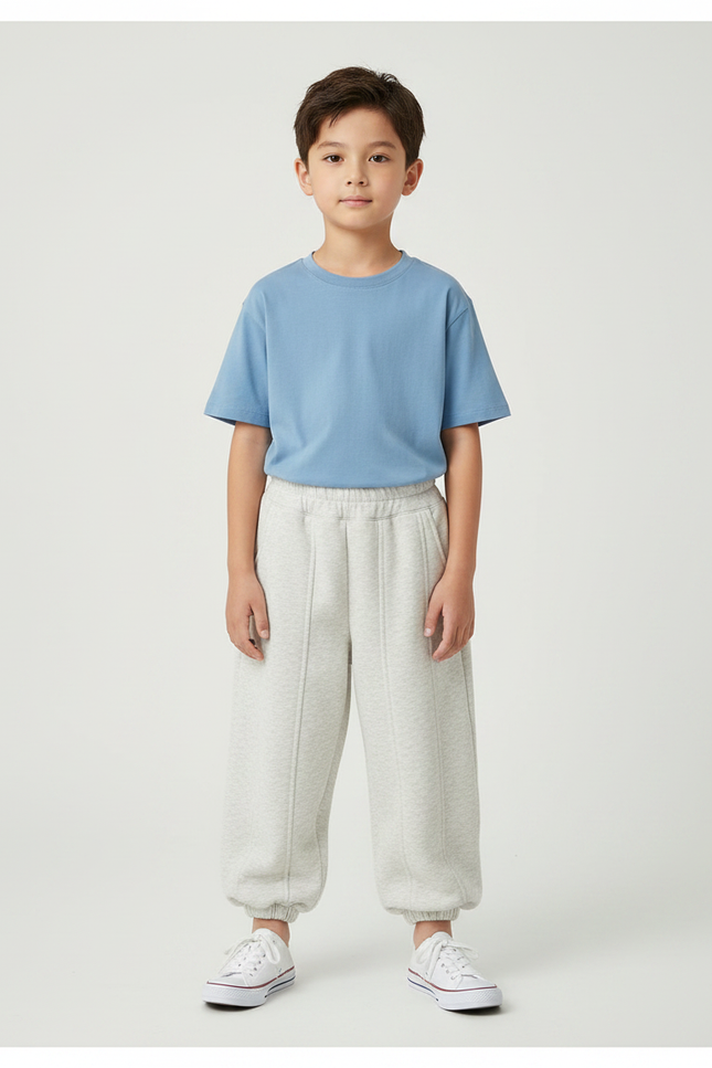 Pantalon Parachute Gris Ample Molletonné Enfant Sport