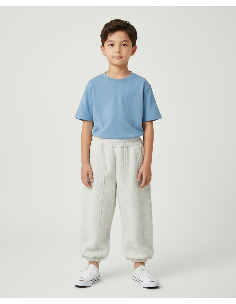 Pantalon Parachute Gris Ample Molletonné Enfant Sport