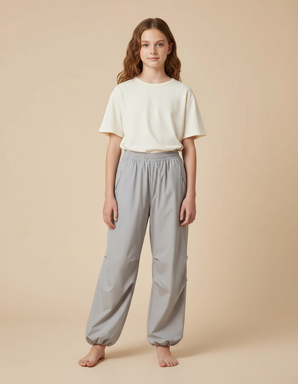 Pantalon Parachute Gris Ample Léger Décontracté - Polyester