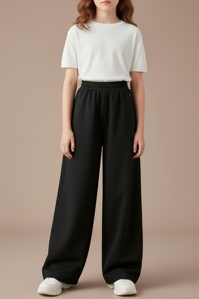 Pantalon Parachute Noir Ample Fluide Enfant Coton