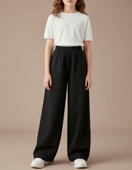 Pantalon Parachute Noir Ample Fluide Enfant Coton