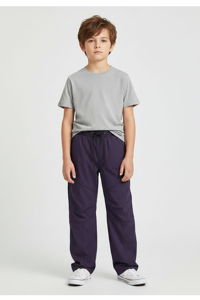 Pantalon Parachute Violet Ample Cordon Garçon - Polyester