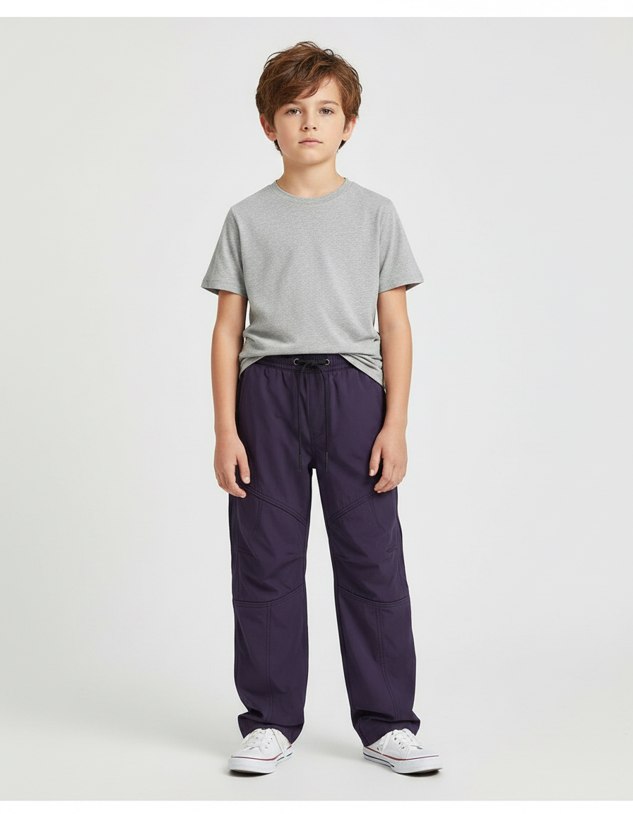 Pantalon Parachute Violet Ample Cordon Garçon - Polyester