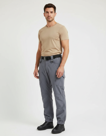 Pantalon Parachute Gris Cargo Tactique Homme Ajusté - Polyester